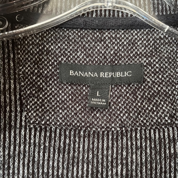 Banana Republic Sz L Knit Full Zip Jacket Sweater Gray Mock Neck Pockets - Picture 3 of 8